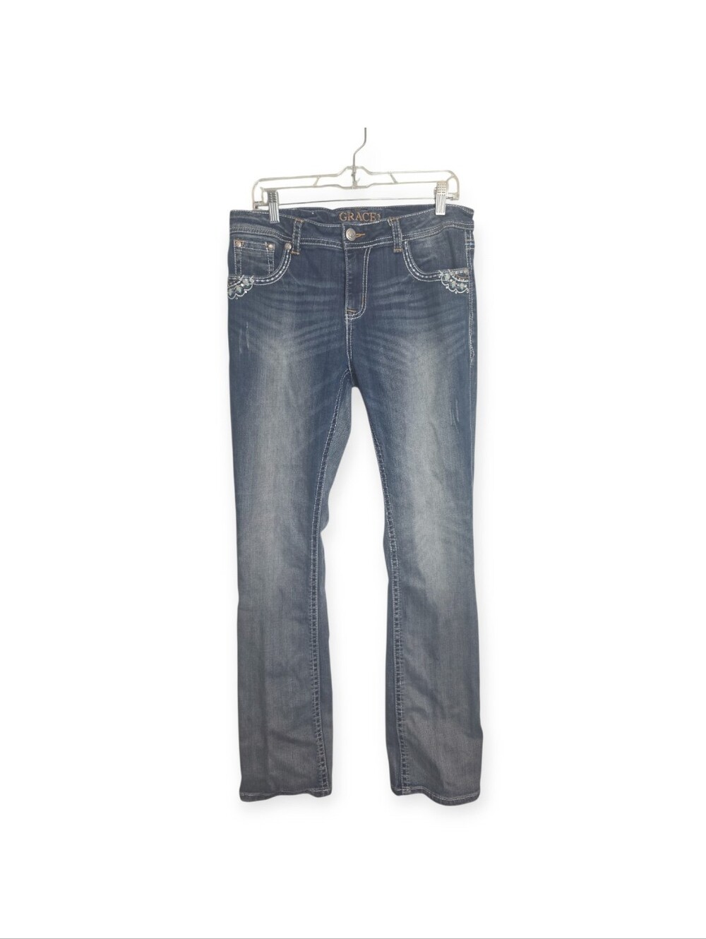 Women's Grace in LA easy fit embellished back pocket straight leg jeans, size 31
